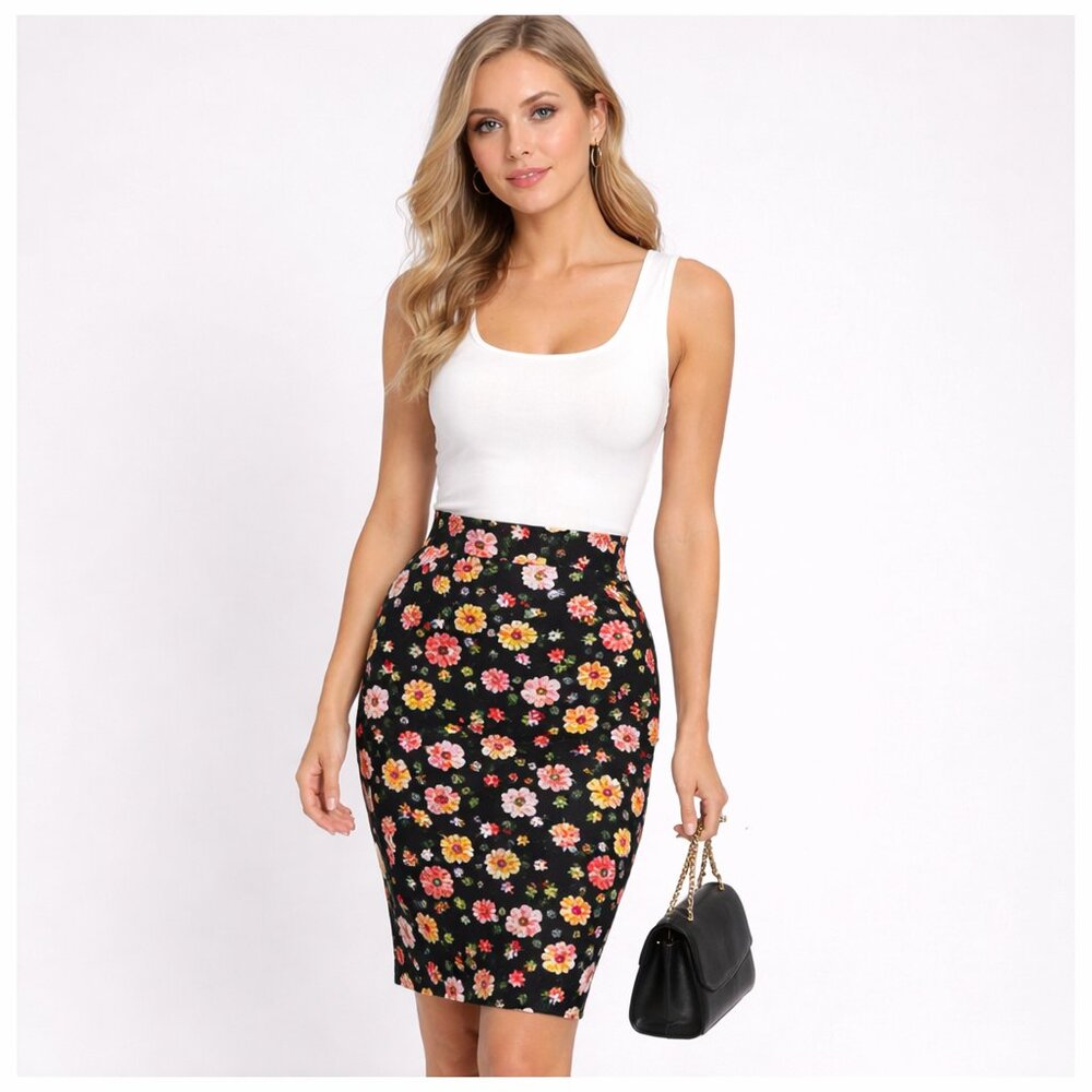 LulaRoe, Cassie Pencil Skirt, Floral, Size S